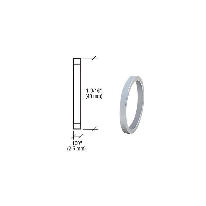 A technical diagram showing the dimensions of a brushed stainless steel straight cylinder ring with a 1-9/16 inch diameter.