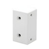 A white rectangular surface mount strike plate block with pre-drilled screw holes.