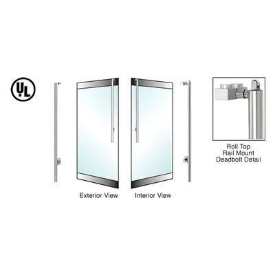 CRL-Blumcraft® Brushed Stainless Left Hand Reverse Roll Top Rail Mount Cylinder/Thumbturn "JS" Exterior Top Securing Deadbolt Handle