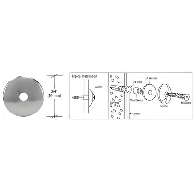 CRL Chrome 3/4" Round Chrome Mirror Rosettes