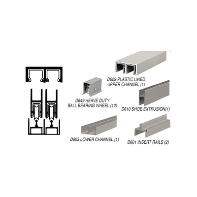 CRL Brushed Nickel Deluxe Track Assembly D609 Upper and D603 Lower Track With Steel Ball-Bearing Wheels