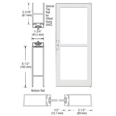 CRL-U.S. Aluminum White KYNAR® Paint Custom Single Series 400 Medium Stile Offset Pivot Entrance Door For Panic and Overhead Concealed Door Closer