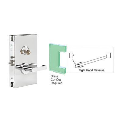 CRL Polished Stainless 6" x 10" RHR Center Lock With Deadlatch in Storeroom Function