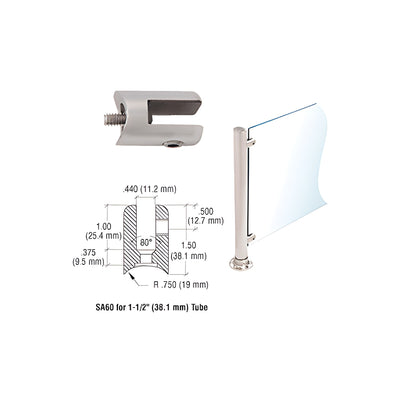 CRL Brushed Stainless Fixed Glass Fitting for 1-1/2" Tubing