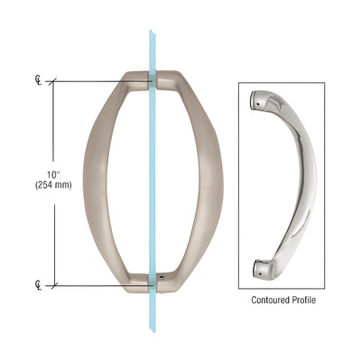 CRL Brushed Nickel 10" Glass Mounted Sculptured Pull Handle