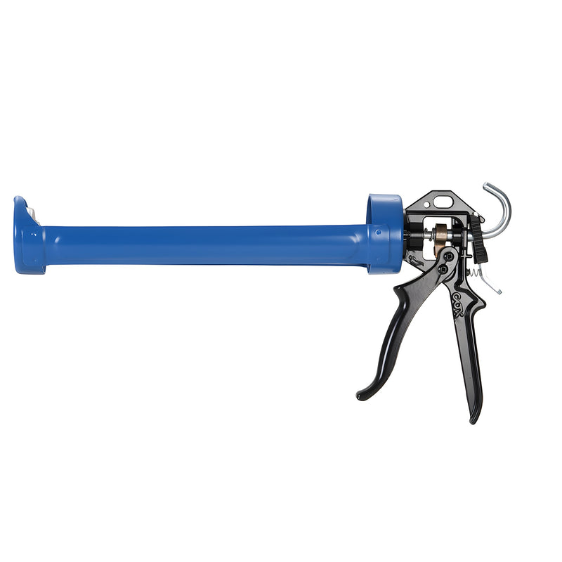 A blue and black Cox quart size strap frame caulking gun designed for 29 fl. oz. cartridges.
