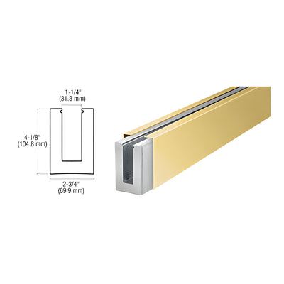 CRL B7S Series Polished Brass Custom Length Square Base Shoe for 3/4" Glass