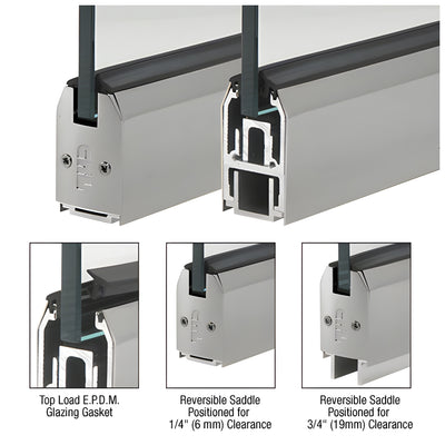 CRL Custom Length Brushed Stainless 2-5/16" Low Profile Tapered Sidelite Rail With Saddle