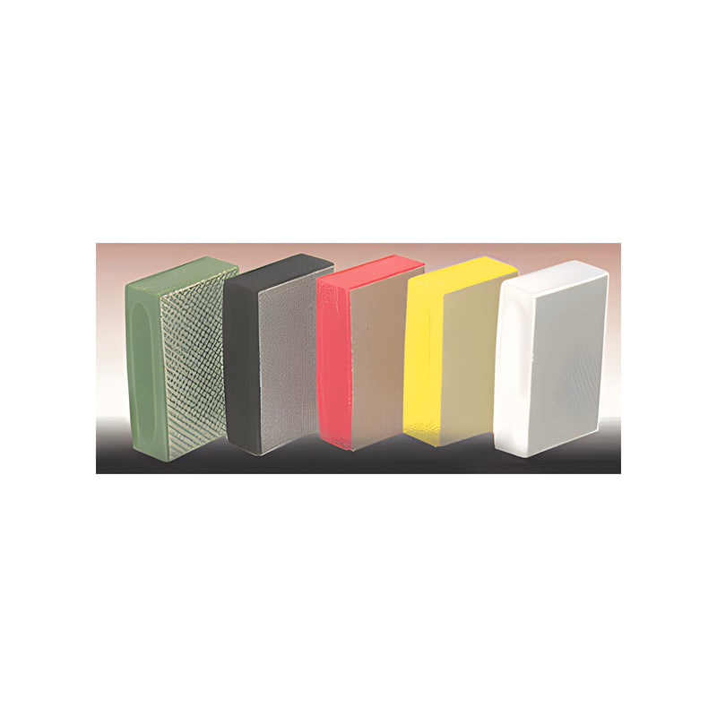 A set of five rectangular 3M flexible diamond hand pads in varying colors representing different grit levels.
