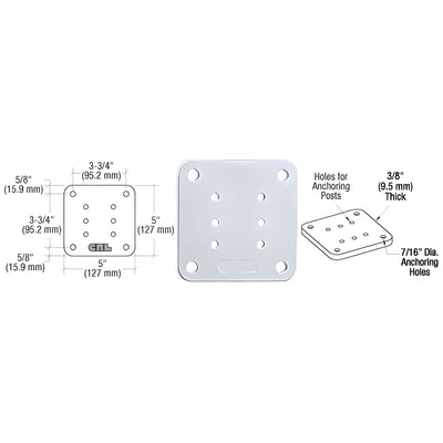 CRL Clear Anodized 5" x 5" Square Base Plate