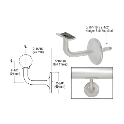 CRL Brushed Stainless Pismo Series Wall Mounted Hand Rail Bracket