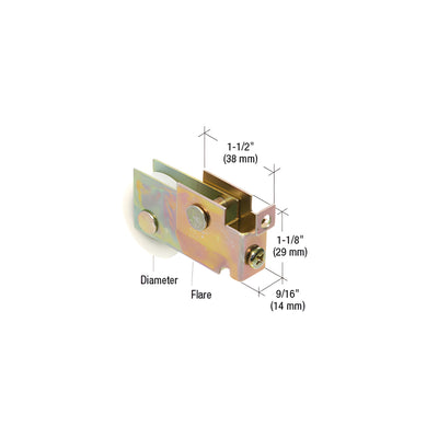 CRL 1-1/4" Nylon Ball Bearing Sliding Mirror Door Roller with 9/16" Wide Housing for Crest and Manufacturers Mirror Door