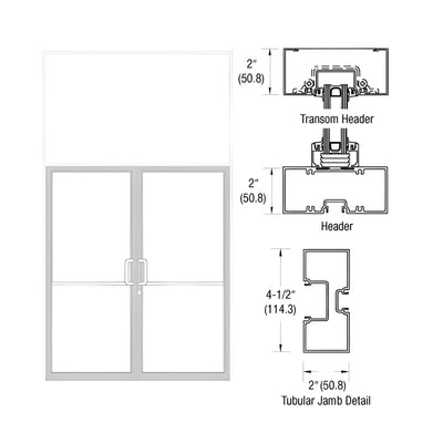 CRL-U.S. Aluminum White KYNAR® Paint Custom Size Series 451 Tubular Butt Hinge Transom Frame Complete (2FT)