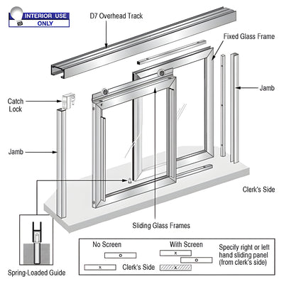 CRL Horizontal Sliding Florence Model Pass-Thru Assembly With D7 Header / No Screen