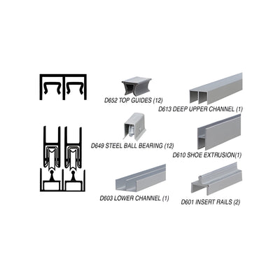 CRL Satin Anodized Deluxe Track Assembly D613 Upper and D601 Rail With Steel Ball-Bearing Wheels