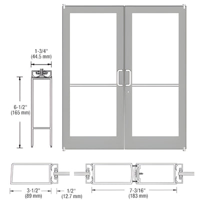 CRL-U.S. Aluminum Clear Anodized Custom Size Pair Series 400 Medium Stile Offset Pivot Showroom Doors for Surface Mount Door Closers