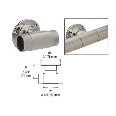 CRL Brushed Stainless Flush Wall Mount Tee for 1-1/2" Tubing