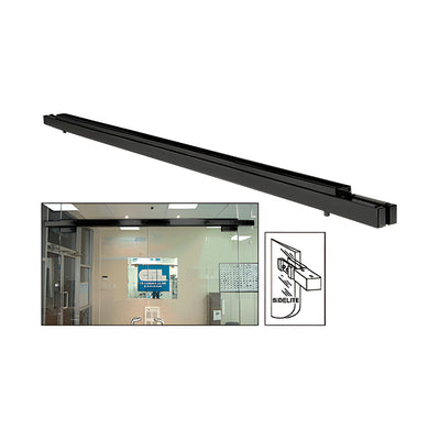 CRL Black Powder Coat Double Narrow Floating Header With Surface Mounted Top Pivots for 72" Wide Opening