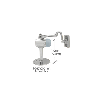 CRL Satin Chrome Floor Mounted Heavy-Duty Door Stop with Hook and Holder