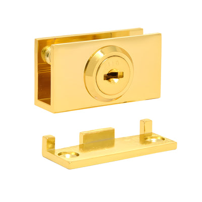 CRL Brass Cam Lock with Stop Plate for 1/4" or 3/8" Glass - Randomly Keyed