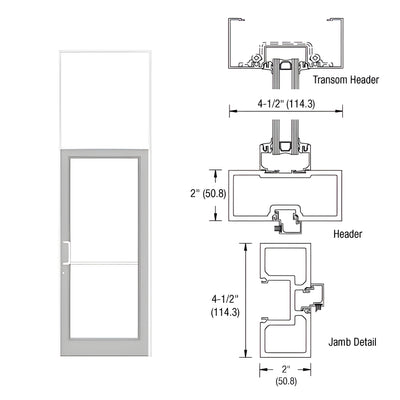 CRL-U.S. Aluminum White KYNAR® Paint 40" x 126" Series DF800 Tubular Offset Pivot Transom Frame Complete (1FT)