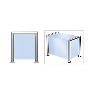 CRL Brushed Stainless Elegant 146 Series 1-1/2" Tubing Glass On Top, Front, and One End or Both Ends Sneeze Guard