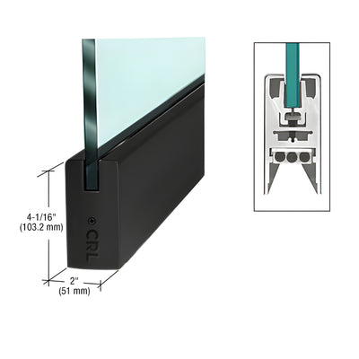 CRL Matte Black 1/2" Glass 4" Square Door Rail Without Lock - Custom Length
