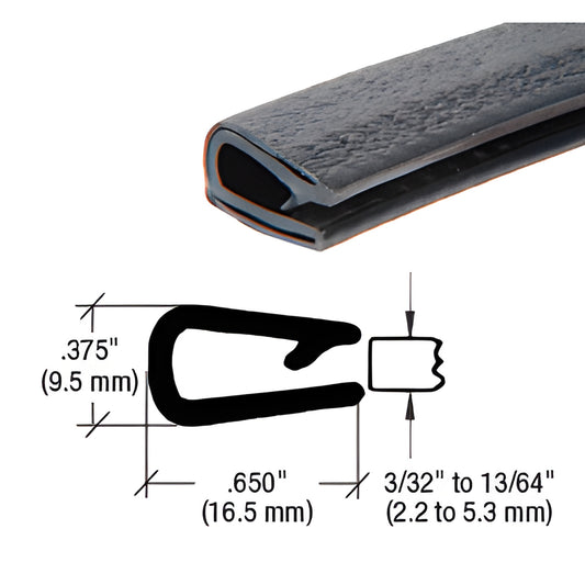 CRL Sof-Tone Black Vinyl QuickEdge 300' Long-Leg Single-Lip Edge Trim