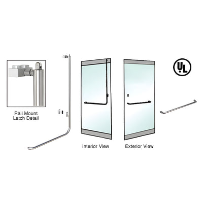CRL-Blumcraft® Brushed Stainless Right Hand Reverse Rail Mount Retainer Plate "A" Exterior, Top Securing Panic Handle
