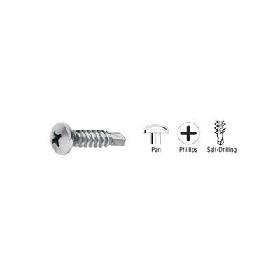 CRL Brushed Stainless 8-18 x 3/4" Self-Drilling Pan Head Phillips Screws