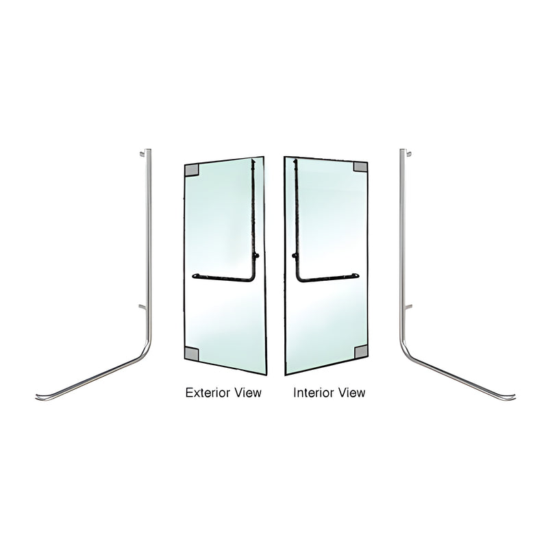 A diagram showing the exterior and interior views of a left hand reverse glass mount dummy handle.