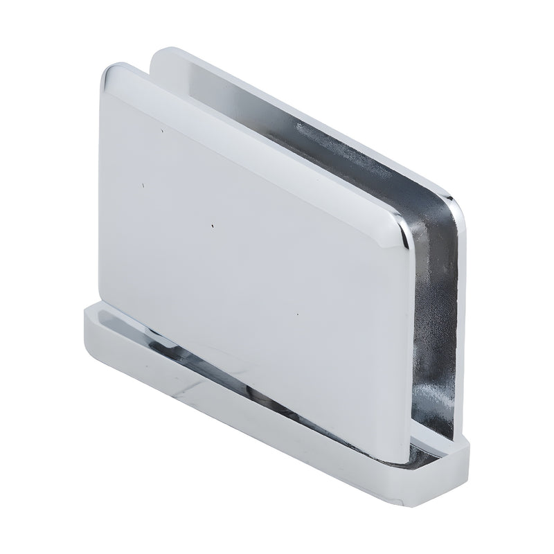 A polished chrome Prima 01 Series pin top hinge shown from an angled perspective.