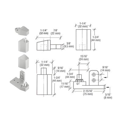 CRL Aluminum Offset Left Hand Pivot Set Flush with Frame Face
