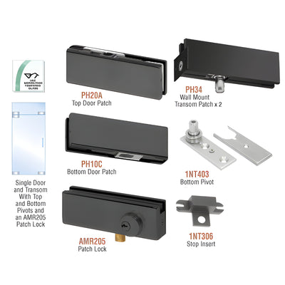 CRL Matte Black North American Patch Door Kit for Use with Fixed Transom - With Lock
