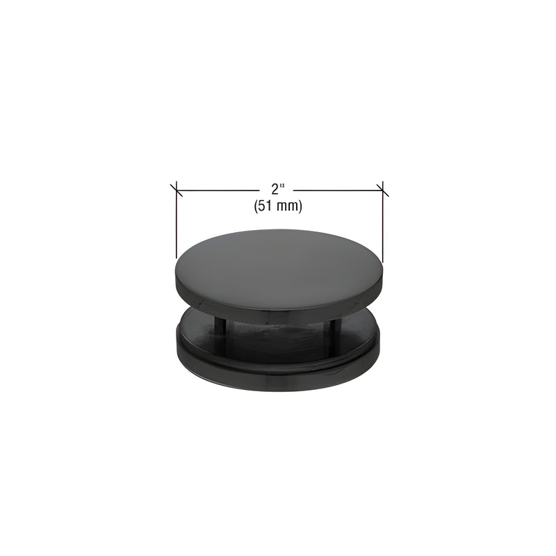 A matte black 180-degree mall front clamp with a 2-inch diameter shown from a top-down angle.