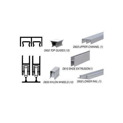 CRL Satin Anodized Track Assembly D603 Upper and D602 Lower Track with Nylon Wheels