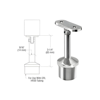 CRL Polished Stainless Post Mounted Adjustable Flat Saddle Hand Rail Supports