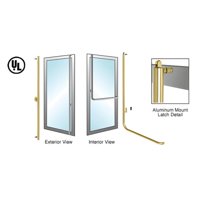 CRL-Blumcraft® Satin Brass Left Hand Reverse Aluminum Door Mount Keyed Access "F" Exterior, Top Securing Panic Handle