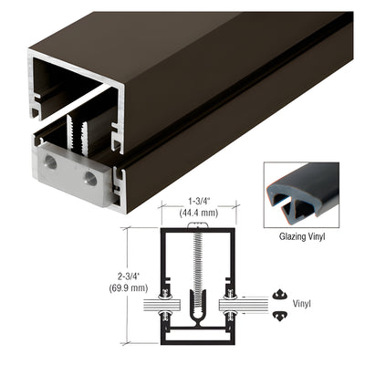 CRL-U.S. Aluminum Deep Division Bar With Vinyl 1-3/4" x 2-3/4", Dark Bronze Anodized - 24'