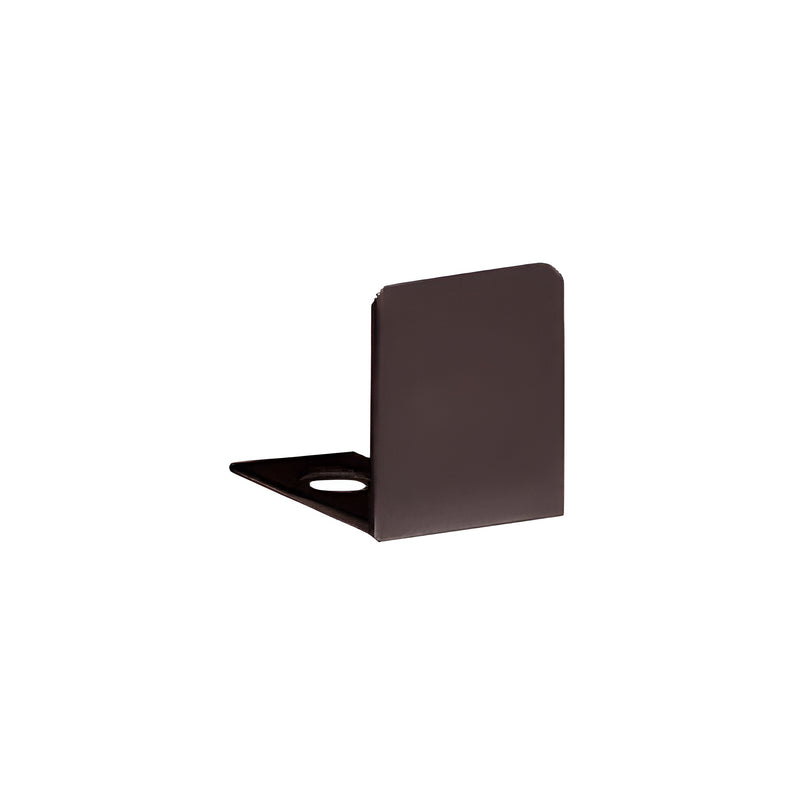 An oil rubbed bronze brass end cap designed for SDCD38 U-channel glass installations.