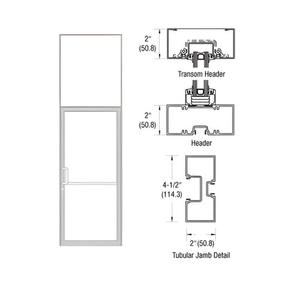CRL-U.S. Aluminum Clear Anodized Class 1 Custom Size Series 451 Tubular Butt Hinge Transom Frame Complete (1FT)