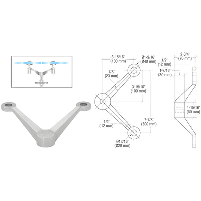 CRL Brushed Stainless Double Arm "V" Heavy Duty Post or Column Mount Spider Fitting