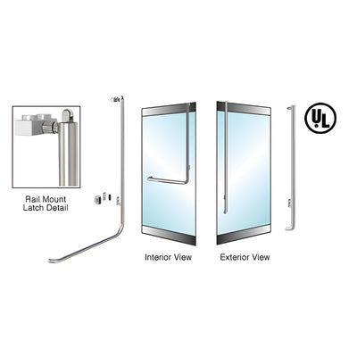 CRL-Blumcraft® Brushed Stainless Right Hand Reverse Rail Mount Keyed Access 'L' Exterior, Top Securing Panic Handle