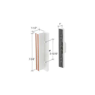CRL White Standard Mortise - Style Sliding Glass Door Handle with 3-15/16" Screw Holes