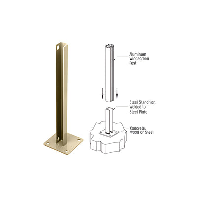 CRL Matte Bronze AWS Steel Stanchion for 90 Degree Rectangular Corner Posts