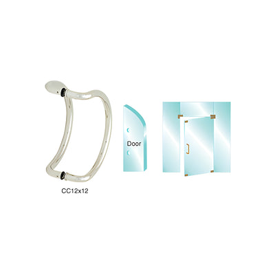 CRL Brushed Stainless 12" Glass Mounted Curved Pull Handle