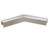 A brushed stainless steel 135-degree horizontal corner connector for low profile cap railings.