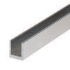 A close-up view of a single aluminum U-channel with a brite anodized finish.