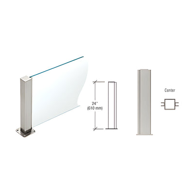 CRL Brushed Stainless 24" High 1-1/2" Square PP43 Plaza Series Counter/Partition Center Post