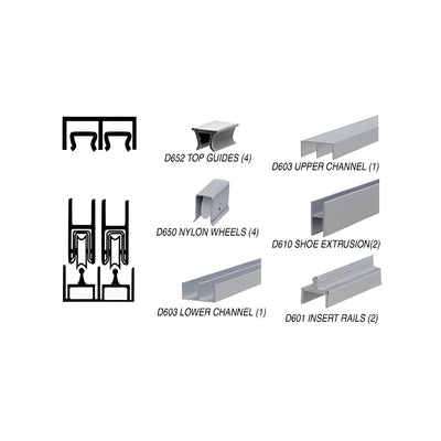 CRL Satin Anodized 48" Deluxe Packaged Track Assembly D603 Upper and D601 Rail with Nylon Wheels